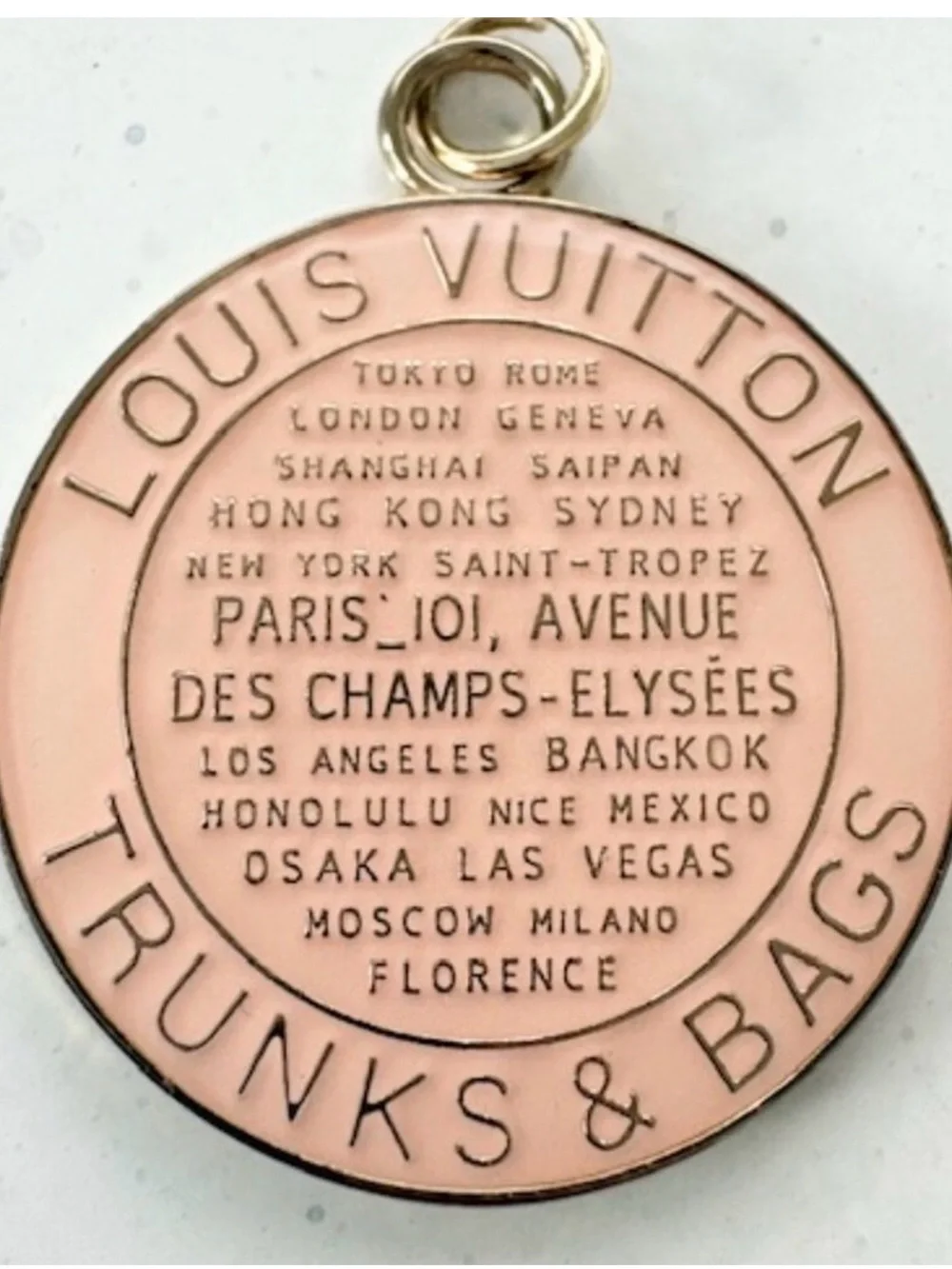 Louis Vuitton Pink Enamel Trunks & Bags Round Pendant Charm Pale Pink - Picture 2 of 2